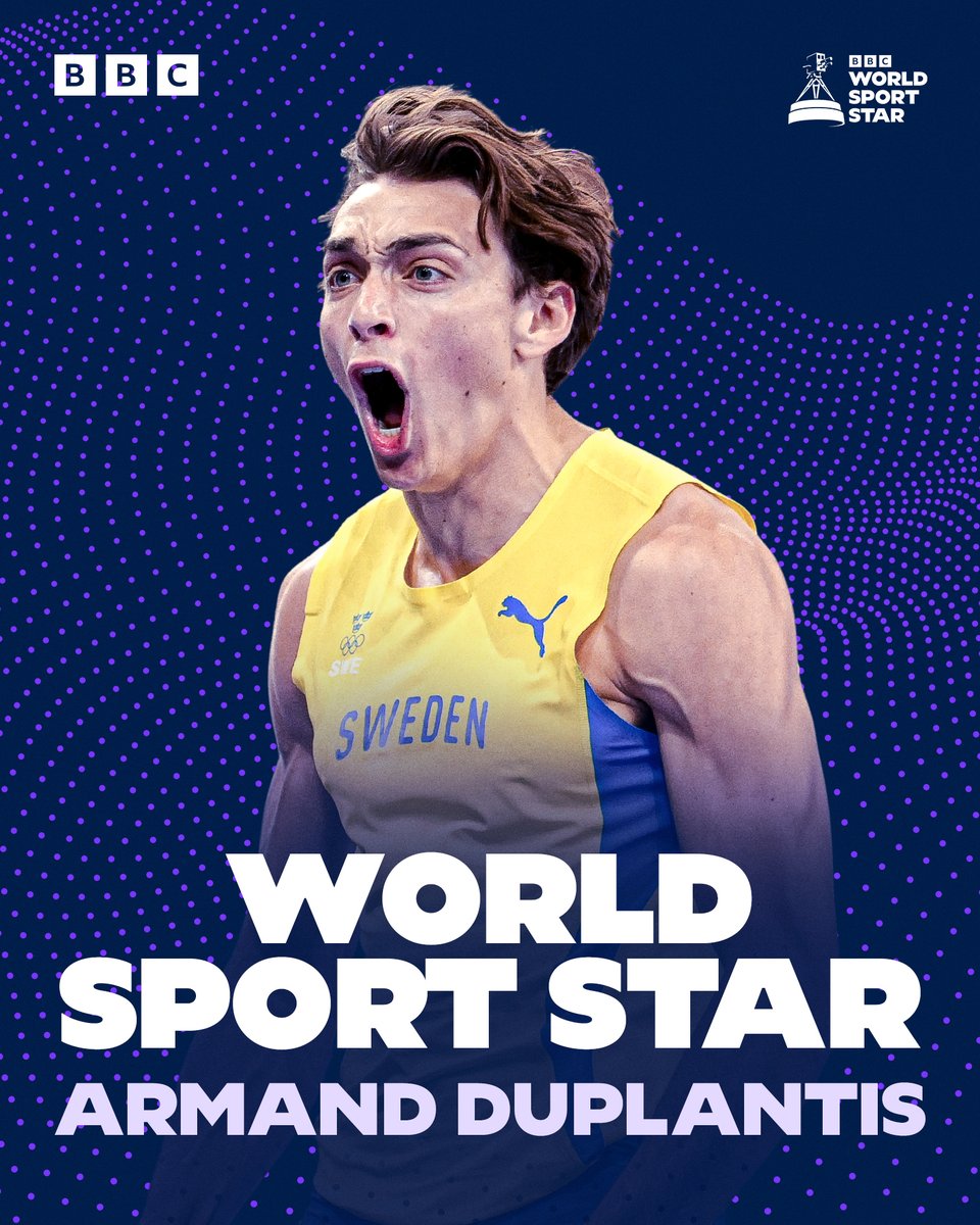 💫 Magic Mondo! 💫

Olympic pole vault champion Armand Duplantis has won the public vote and been named World Sport Star at BBC Sports Personality of the Year 2024!

#SPOTY