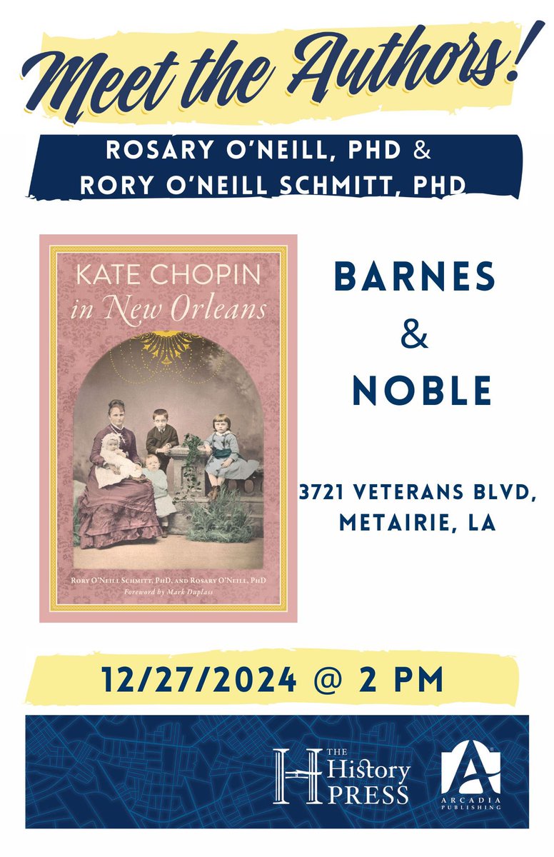 LangtonsIntl's tweet image. Dr. Rory O’Neill Schmidt and Dr. Rosary O’Neill are looking forward to a book signing for Kate Chopin in New Orleans at the end of the month. You can meet the authors at Barnes and Noble in Metairie, LA on December 27th at 2 PM!
Get their book here: a.co/d/7yuQFlD