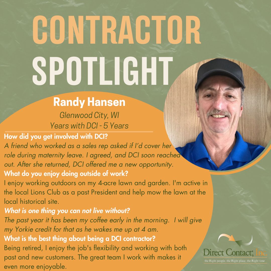 DirectContactAG's tweet photo. CONTRACTOR SPOTLIGHT

Meet Randy Hansen! With 40+ years in Ag business, Randy joined DCI after retiring in 2019 and continues to make an impact.  

Inspired? https://t.co/yrgdEm0C06 and be part of something great! https://t.co/LSDsHfOd1j