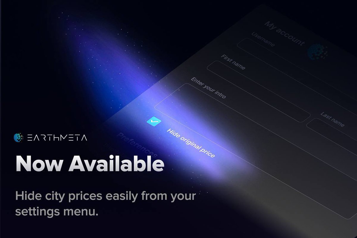 EarthMetaAi's tweet image. ✨ New Feature Alert ! Now Available ✨

Introducing the ability to hide city prices directly from your settings menu ! 🎛️

Want to keep things private ? Simply toggle the option and hide original prices effortlessly. 🏙️🔒

Stay in control. Customize your experience. 🌟

👉…