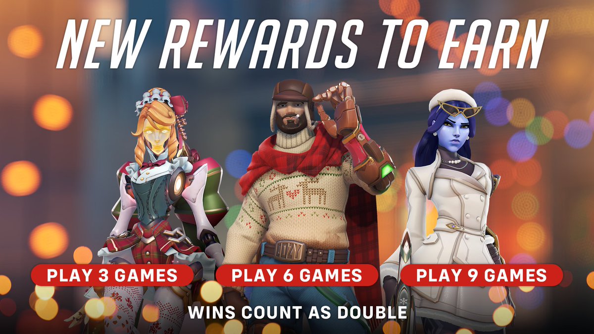 OverwatchNaeri's tweet photo. Overwatch 2 2024 Winter Wonderland New Free Legendary Skin Reward🎁 (Dec 19)

🎄MERRY MARIONETTE
🔥COZY
✨WINTER CHIC

Play 9 games in #Overwatch2 starting Dec 19 to get new free skins for Echo, Cassidy, and Widowmaker! https://t.co/0Hbo5WGo78