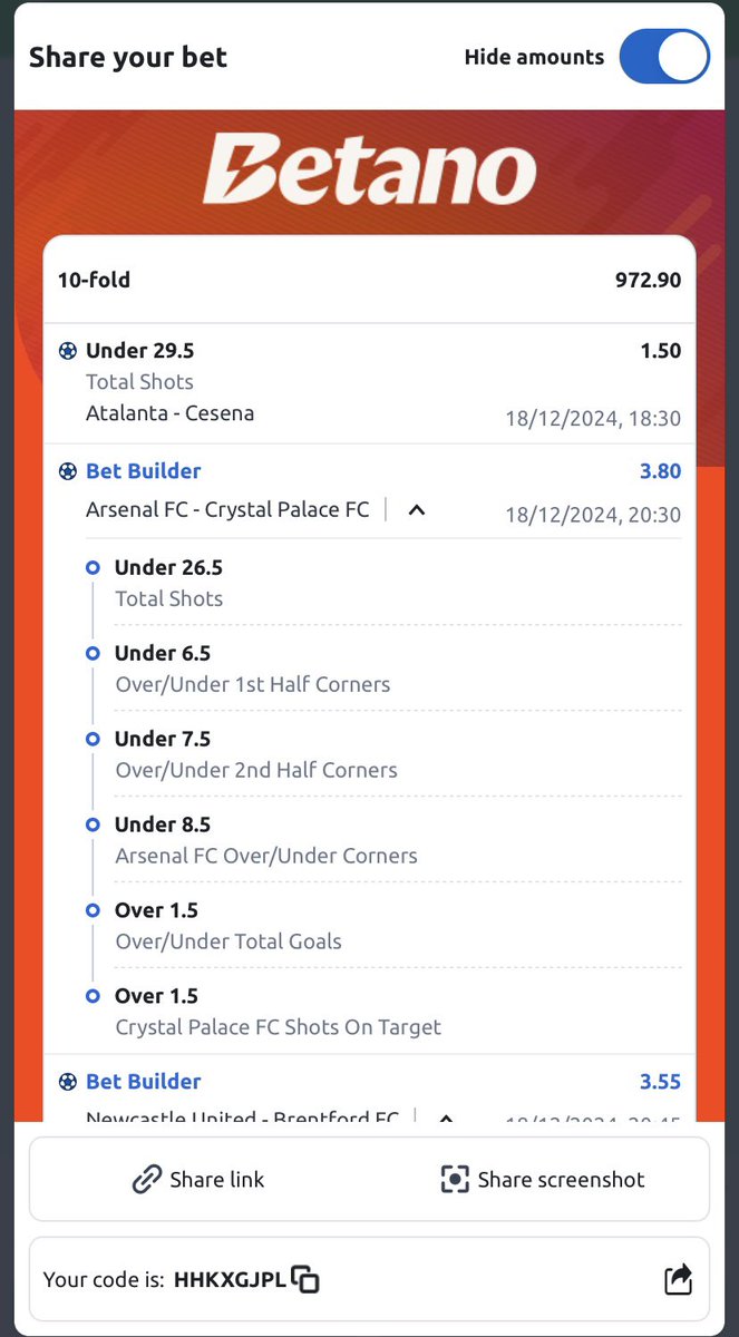DavsmartMEDIA_1's tweet image. Code is ready 
#Code1 -  HHKXGJPL = 972 odds
#Code2 - TERSYJ3T = 47.64 odds
Everything under +1 under woodwork 
#Code3 - ASJJ9M3X = 52 odds
We pray for 🍀🍀🍀🍀🍀🍀🍀🍀
💥💥💥💥💥💥💥💥💥💥💥💥
Drop ur edit too @_tru_faith @Classic_Tips999