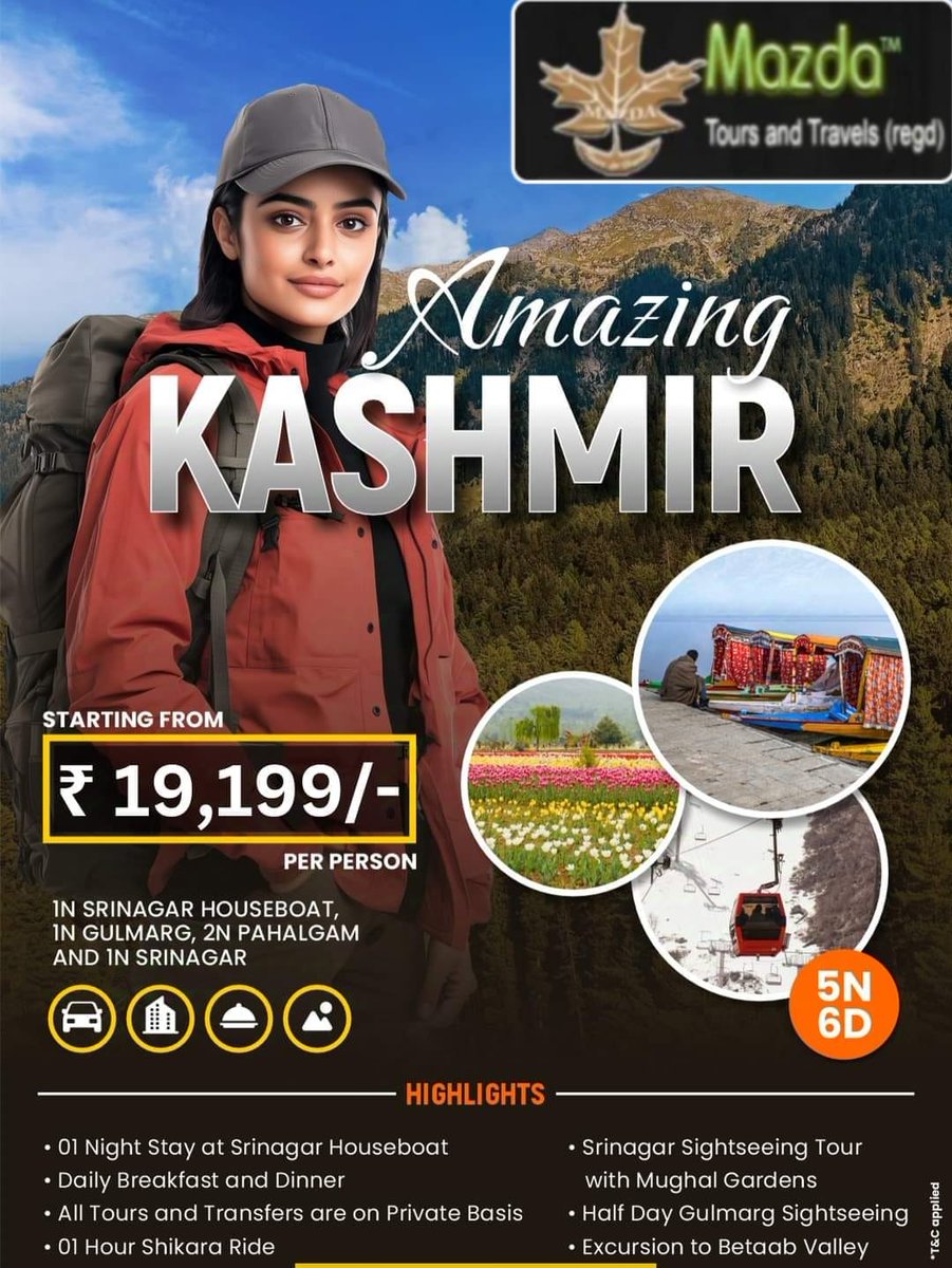 mazdaTours's tweet photo. Hot deal..!!!  @traveldeals  @diljitdosanjh @VivianDsena01  #BiggBoss18  #VivianDsena #Kashmir  #tourism https://t.co/152yCCKiag