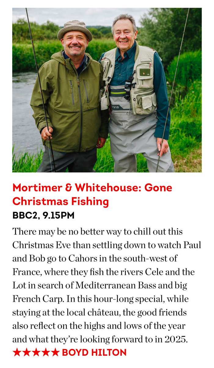 Doug Bryson (@editordoug) on Twitter photo A festive ⭐ ⭐ ⭐ ⭐ ⭐ from TV reviewing legend <a href="/boydhilton/">boydhilton</a>. See if you agree 1 week today on Christmas Eve…
#GoneFishing A festive ⭐ ⭐ ⭐ ⭐ ⭐ from TV reviewing legend <a href="/boydhilton/">boydhilton</a>. See if you agree 1 week today on Christmas Eve…
#GoneFishing