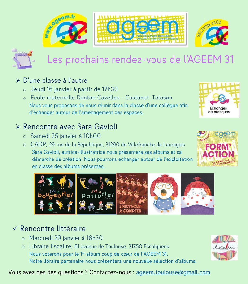 Trois rendez-vous pour commencer l'année 2025 : échanges, rencontres, formation au programme de l'AGEEM 31 <a href="/AgeemAcTlse/">AGEEM ac Toulouse</a> <a href="/AGEEM_National/">AGEEM National</a>  @usep_31 <a href="/GavioliSara/">sara gavioli</a>  <a href="/usepnationale/">USEP nationale</a>