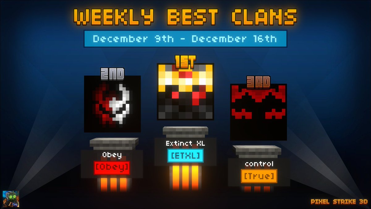 PixelStrike3D's tweet photo. Congratulations to last week's best clans and best players! https://t.co/pVw2TAAKR6