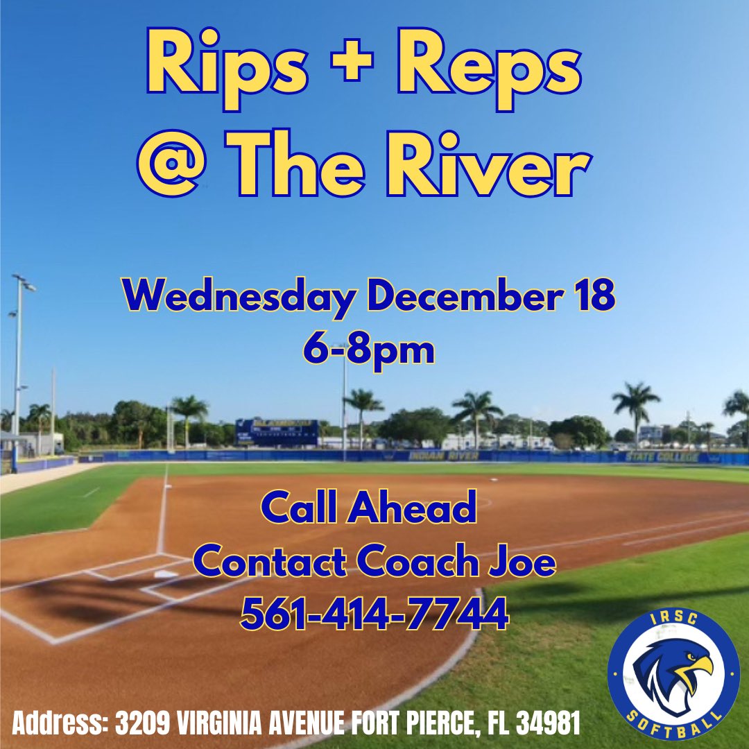 IrscSoftball's tweet photo. Rips &amp; Reps Resume Tomorrow 6pm ! Contact Coach Joe to confirm https://t.co/XmaswhOWoh