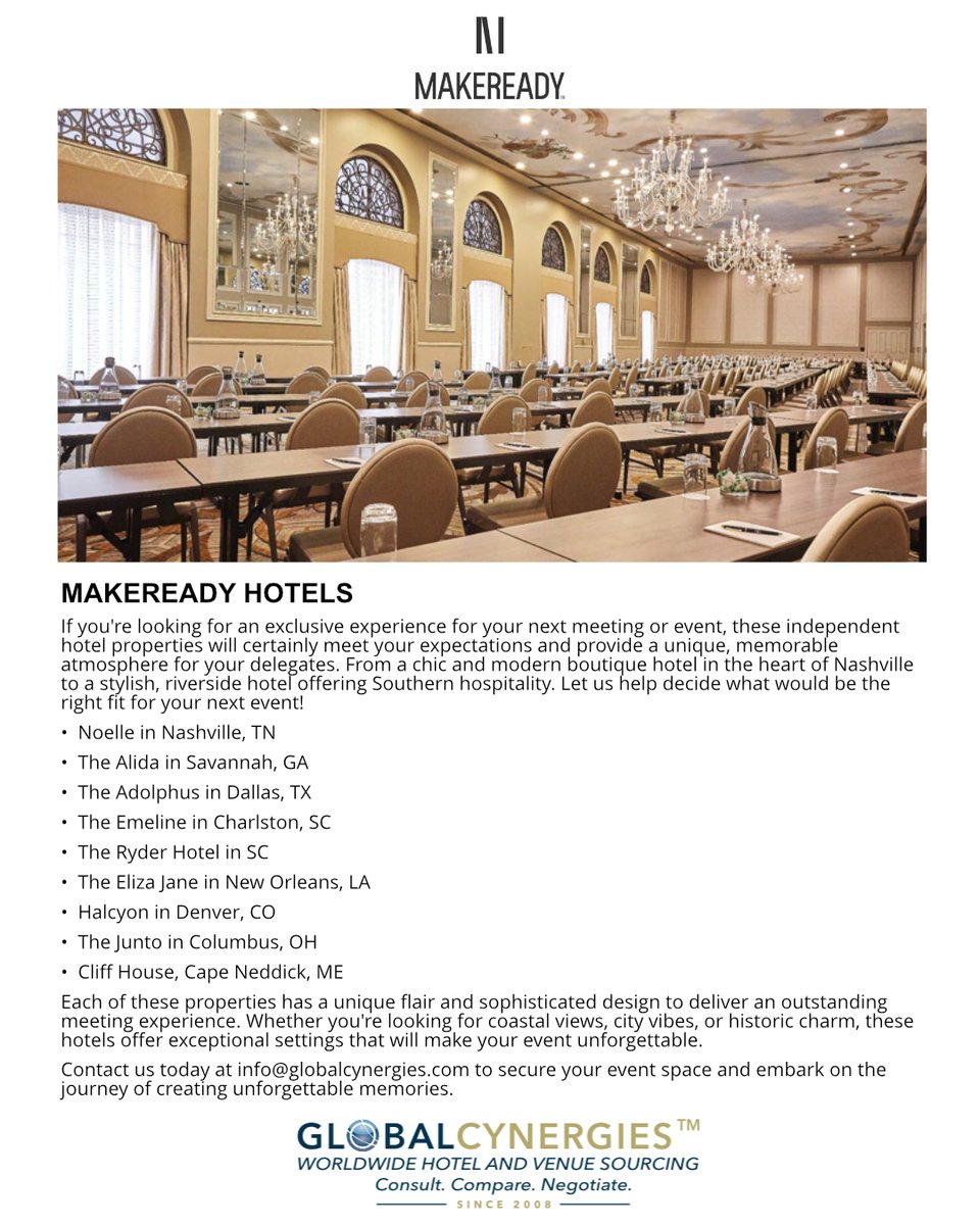GlobalCynergies's tweet image. Contact us today at info@globalcynergies.com to secure your event space and embark on the journey of creating unforgettable memories. @MakereadyExp  #GCPreferredPartner #TryGlobalCynergies #venuesourcing #corporateevents #eventlocations