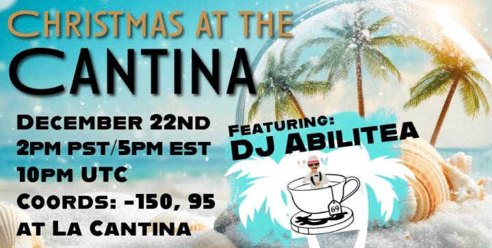LaCantinaDCL (@lacantinadcl) on Twitter photo It's a busy week for celebrating Christmas in <a href="/decentraland/">Decentraland</a> ! Join us this Sunday & get some sand & snow in your toes! With <a href="/BillyTeacoin/">Billy Teacoin 6โฃ๐ซ9โฃ</a> turning the beach into the Can-Tea-Na ๐
โ๏ธSunday 12/22
โ๏ธ2pm PST/5pm PST/10pm UTC
โ๏ธCoords: -150, 95
decentraland.org/events/event/?โฆ #Decentraland It's a busy week for celebrating Christmas in <a href="/decentraland/">Decentraland</a> ! Join us this Sunday & get some sand & snow in your toes! With <a href="/BillyTeacoin/">Billy Teacoin 6โฃ๐ซ9โฃ</a> turning the beach into the Can-Tea-Na ๐
โ๏ธSunday 12/22
โ๏ธ2pm PST/5pm PST/10pm UTC
โ๏ธCoords: -150, 95
decentraland.org/events/event/?โฆ #Decentraland