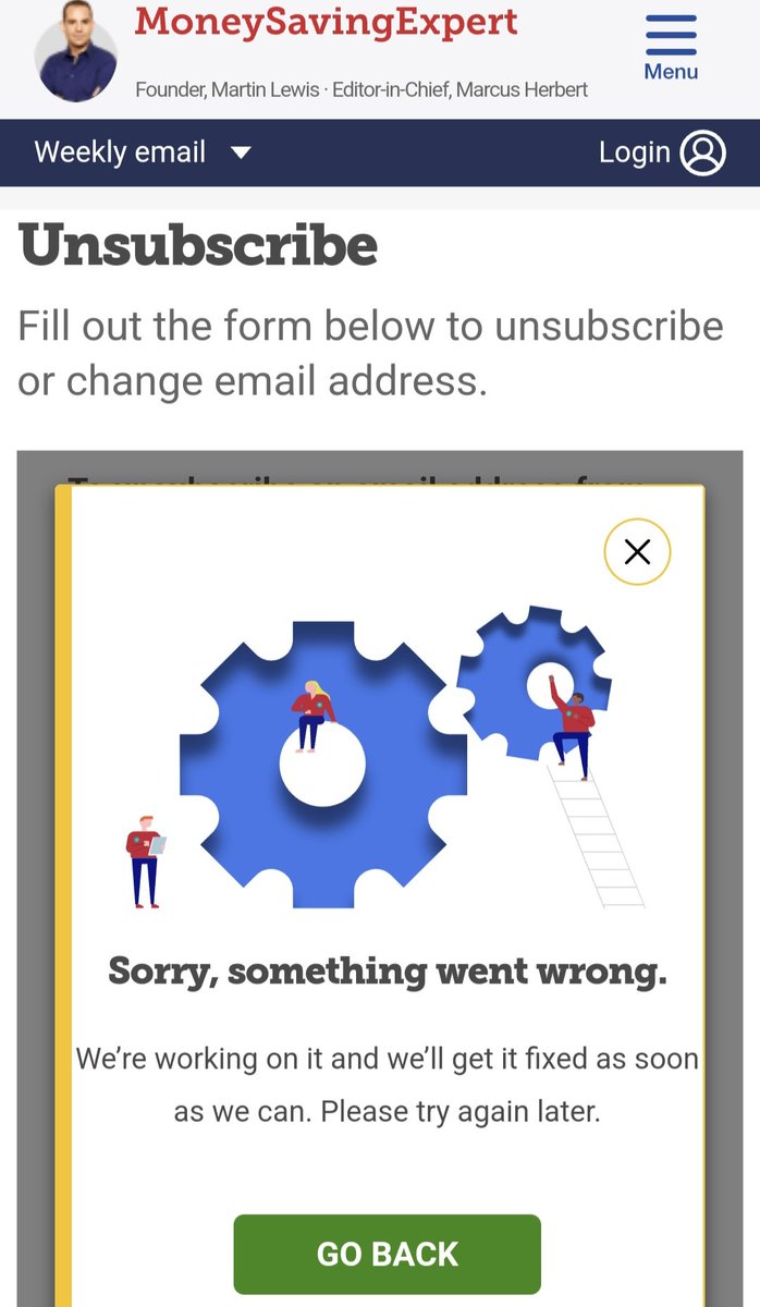 TaPanCR's tweet photo. @MoneySavingExp Hi, your unsubscribe newsletter form hasn't been working for a while. I would like to unsubscribe please https://t.co/0UBjrTY2Q1