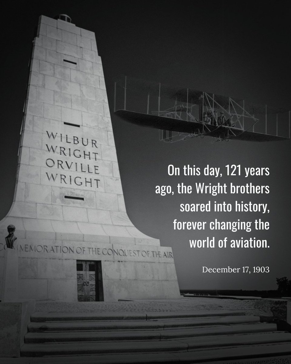 On December 17, 1903, the #WrightBrothers made history with the first powered, controlled flight in Kitty Hawk. Their innovative three-axis control system paved the way for modern aviation, proving that persistence can turn dreams into reality.