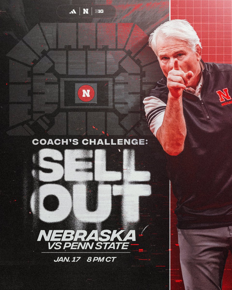 We want YOU to sell out The Bob 🫵

No one does sellouts like Husker Nation and one month from today, we have the opportunity to make history by selling out our dual vs Penn State.

🎟️ go.unl.edu/auvm