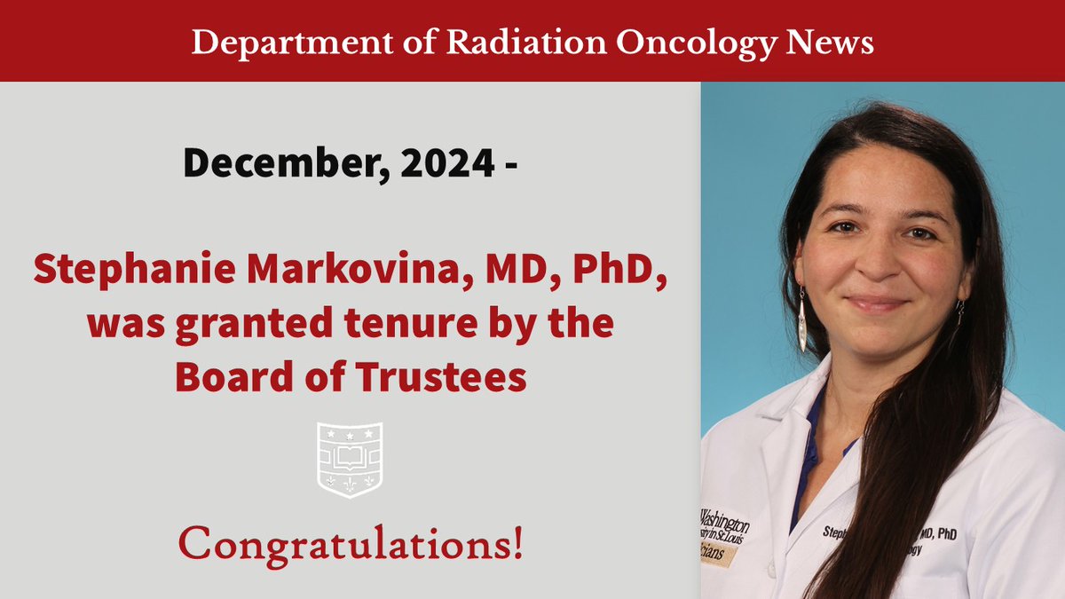 WashUMedRadOnc's tweet image. Our #GynOnc 🌟 Dr. @SMarkovina2 has been awarded tenure. Extremely well deserved! 

@WashUDPS