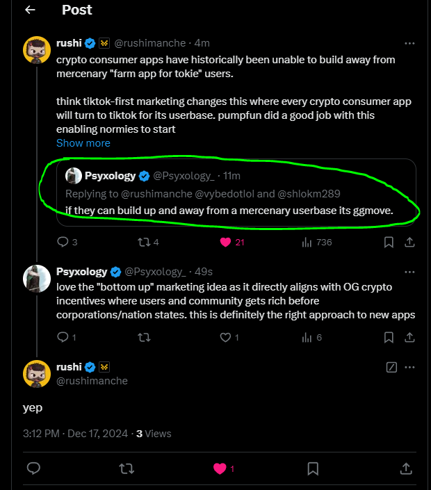 Psyxology_'s tweet photo. Catching a retweet and reply/like loop from a founder wasn't in my @_kaitoai $YAPS playbook today but here we are. Engage. Yap more. gmove. https://t.co/pBwOTSpq8O