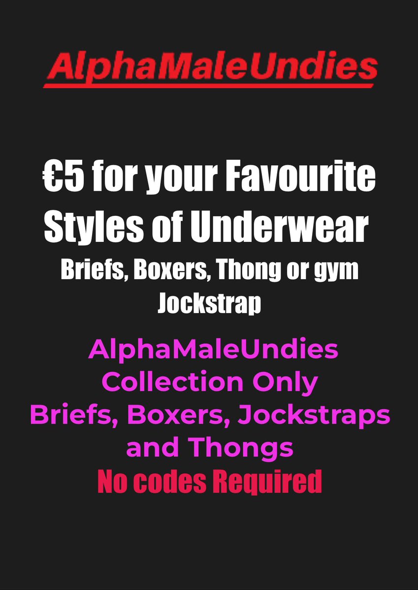 Grab your Christmas undies. 
For only €5 
While stocks last 
alphamaleundies.com