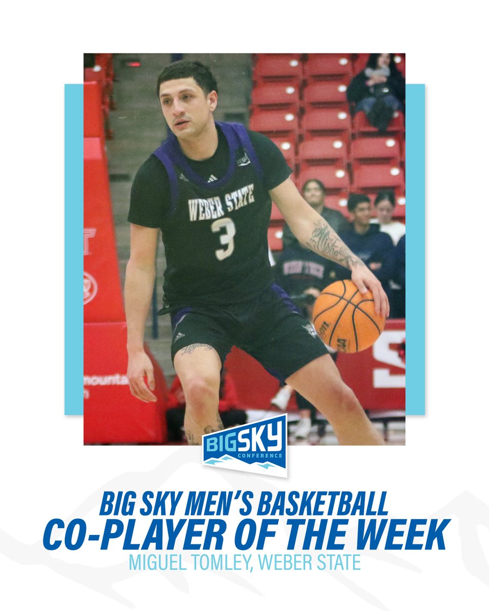 BigSkyConf's tweet image. With 21 Points against Utah Tech, including the game-winner, Weber State's @MiguelTomley10 is our Co-Player of the Week 👏

#ExperienceElevated