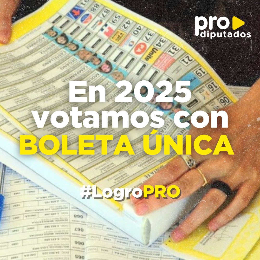 prodiputados's tweet photo. #LogrosPRO2024: ¡Boleta Única! 🗳️

Después de años de lucha desde el Congreso, logramos sancionar esta ley clave para modernizar el sistema electoral.

En 2025, votamos con Boleta Única.💪🏽 https://t.co/u0eTh7Ahi8