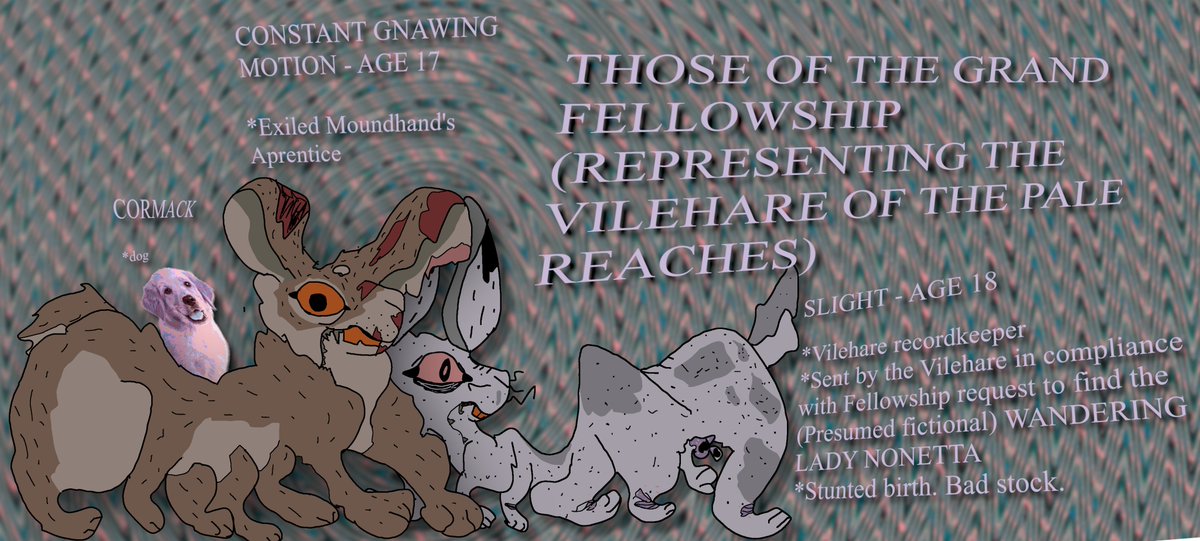 ifeelodd (@oddifeel) on Twitter photo My addition to
<a href="/DDemonEclipse/">@eclipse.gay on bsky</a> fellowship game, the Vilehare! Using The Beast playbook, the vilehare are a strange and oft hunted people from the magically mutated hyperbiome The Pale Reaches! Slight is a yappy, neurotic little dignitary who was sent on a fools errand and knows My addition to
<a href="/DDemonEclipse/">@eclipse.gay on bsky</a> fellowship game, the Vilehare! Using The Beast playbook, the vilehare are a strange and oft hunted people from the magically mutated hyperbiome The Pale Reaches! Slight is a yappy, neurotic little dignitary who was sent on a fools errand and knows