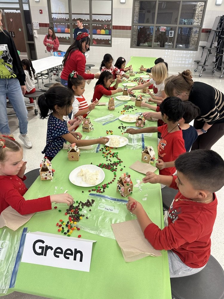 hugheselem's tweet photo. Our Kinders having a blast making their gingerbread houses!! (Part I) #HughesHasHeart #ProsperProud https://t.co/IlkL2YlNXS