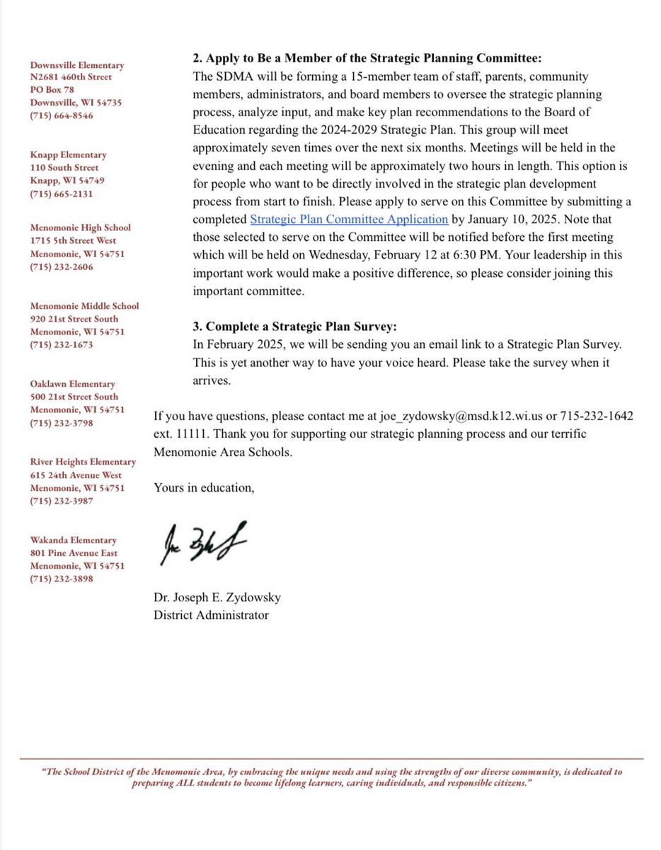SDMA Strategic Planning 2025

Please save a date, mark your calendars, and make plans for participating in this important strategic planning process. Your voice matters, and participation in the strategic planning process will help determine the future in our school district.