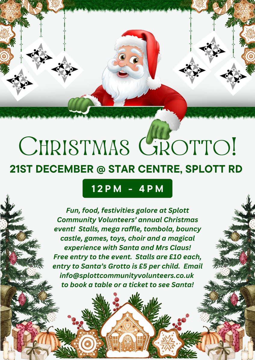 Step into Christmas at the Splott Community Volunteers' annual Grotto extravaganza this Saturday! Santa and Mrs Claus will be greeting children in the grotto, the Snow Queen will be entertaining in her Winter Wonderland and there will be a ridiculously good raffle...1/3