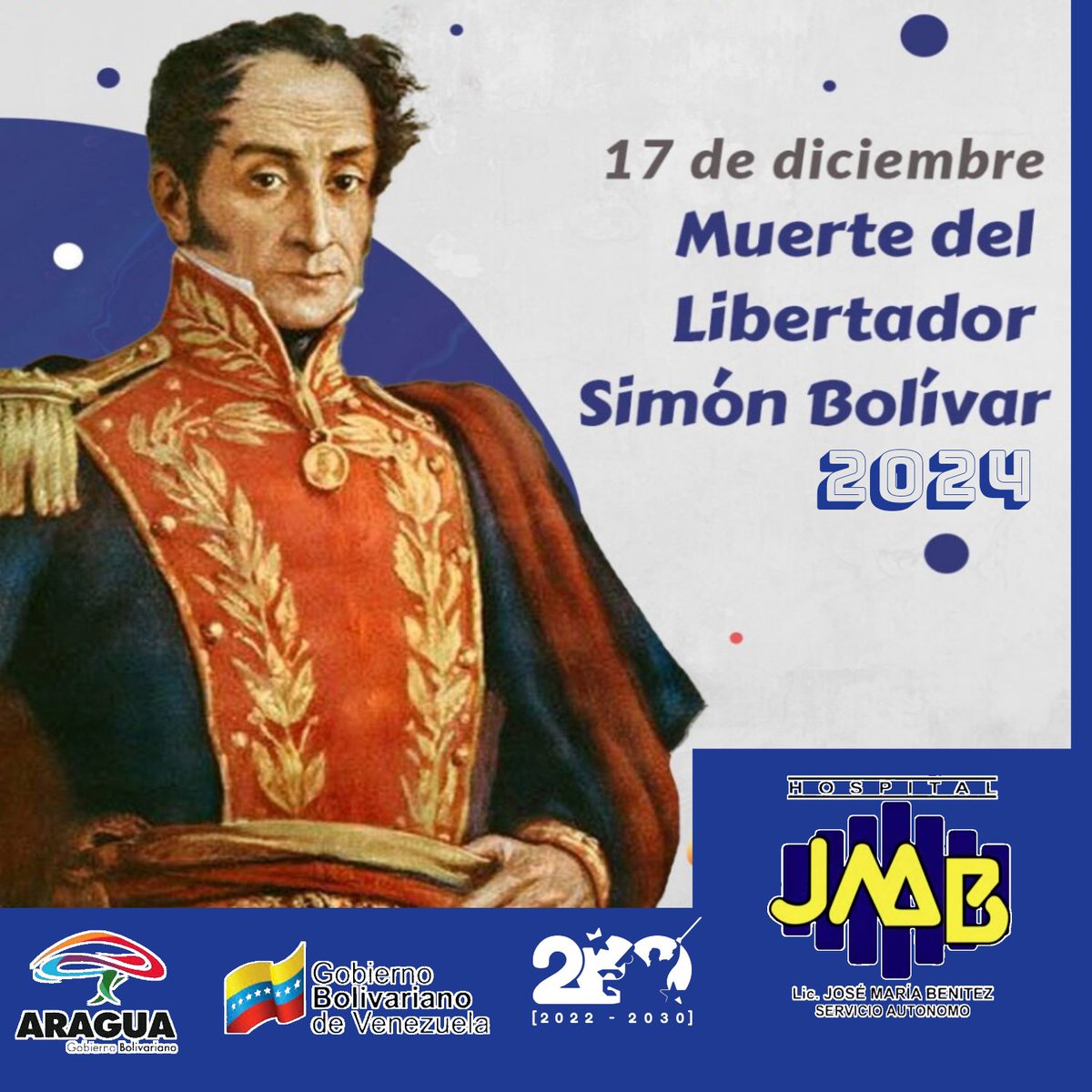 #17deDiciembre  Se conmemora el fallecimiento de Simón Bolívar "El Libertador", quién fuera un militar destacado de la Emancipación de América frente al imperio español. @MagalisGutierrez <a href="/Cc_Victoria_S/">Consejo Comunal Victoria Siempre</a> <a href="/99Punto5/">Aragüeña 99.5 FM</a> <a href="/dcabellor/">Diosdado Cabello R</a> <a href="/DraShirleySalud/">Dra. Shirley Hernández</a> <a href="/DraMaribelNunez/">Cuenta Respaldo SADHCM</a> <a href="/FNJPetrolera/">Juventud Petrolera, Gasífera y Petroquímica</a>