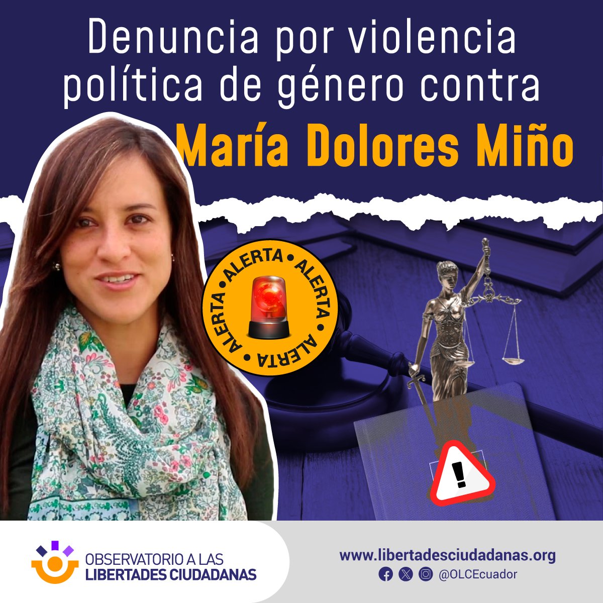 OLCEcuador's tweet photo. El 05 de diciembre de 2024, la ministra de @InclusionEc , @zaidarovira, presentó una denuncia por violencia política de género en contra de la abogada @LoloMino, directora del @ODJEcuador, argumentando un ataque a su imagen y a su trabajo.

Más➡️ https://t.co/CCiTG1MPmp https://t.co/75XJQkXmHH
