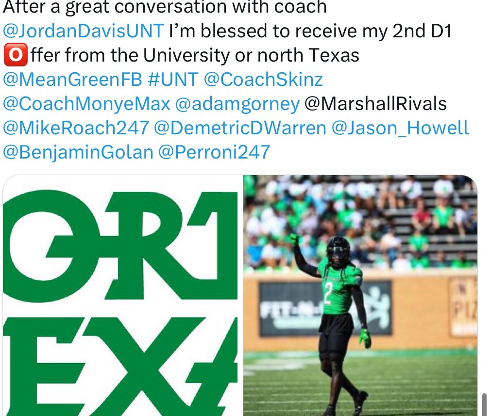 *REPOST* <a href="/CoachSkinz/">Billy Skinner</a> @JordanDavisUNT <a href="/CoachMonyeMax/">Coach Ngozi Max Onyegbule 🇳🇬🇺🇸</a> <a href="/adamgorney/">Adam Gorney</a> <a href="/MikeRoach247/">Mike Roach</a> <a href="/Jason_Howell/">Jason Howell</a> <a href="/Rivals/">Rivals</a> <a href="/247Sports/">247Sports</a> <a href="/txhsfbgameday/">TXHSFB Gameday</a> <a href="/247recruiting/">247Sports Recruiting</a>