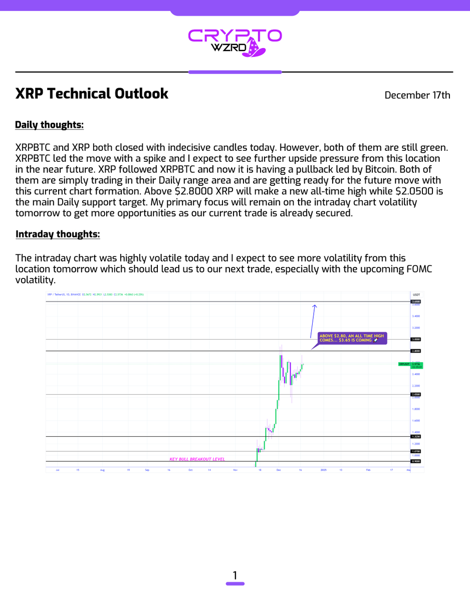 cryptoWZRD_'s tweet photo. XRP Daily Technical Outlook:
$XRP closed indecisively although it had a spike led by XRPBTC. My focus will remain on the lower time frame chart formation tomorrow to get the next trade as our current trade is already secured 🧙‍♂️ https://t.co/GixCsGZfWZ