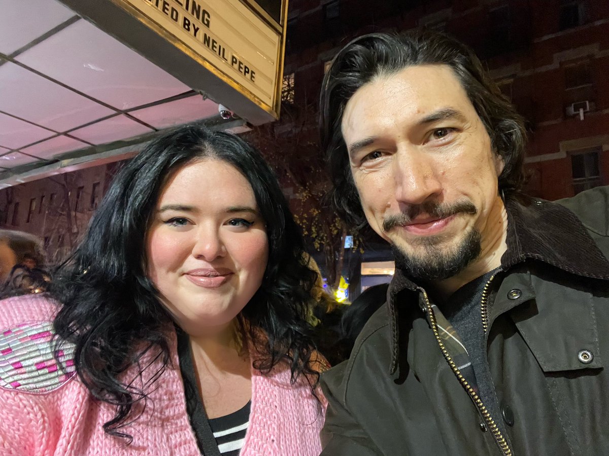 KFCKylieJenner's tweet photo. Literally solely unprivated my account to share this photo of me and Adam Driver because everyone deserves to see it
Hold On To Me Darling stage door on 12/11 😊 #hotmd #adamdriver https://t.co/AU8Wge1vf5