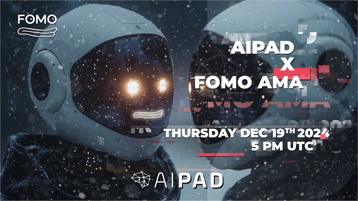 AIPADTECH's tweet photo. @fomodotfund X @aipadtech AMA

📅 JOIN US ON DEC 19TH @ 5PM UTC for an AMA with FOMOFUND! 

⛓️‍💥 AMA will be held here: https://t.co/CEIzZMUnJg

🔥 Come join us and find out why everyone has FOMO over FOMOFUND! https://t.co/RB3ibVFZ6F