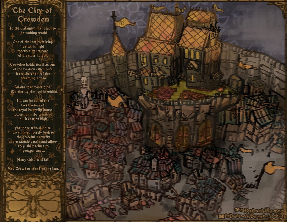 DemonWburger's tweet photo. City of Crowden lore!! #dreamknight https://t.co/k3sOinJJtS