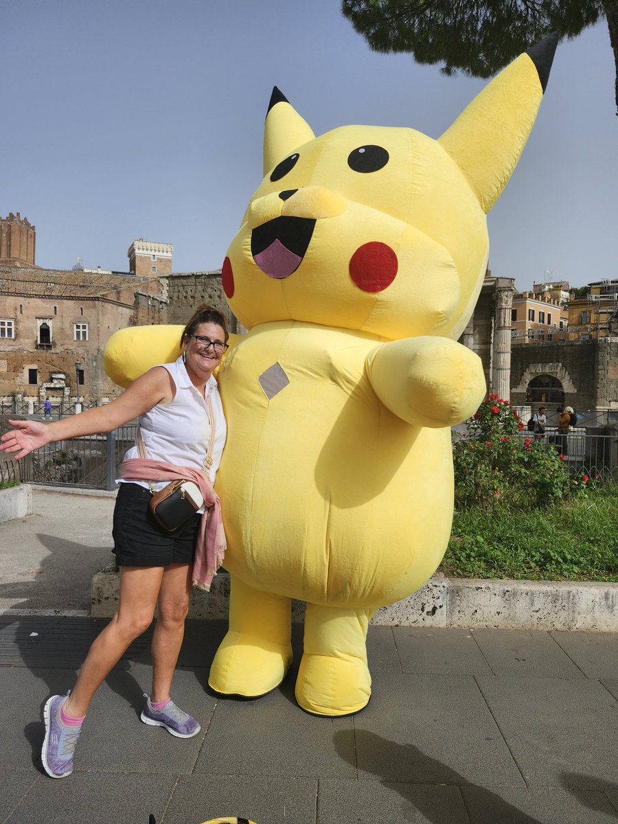 CJschaffer2's tweet photo. When in Rome, a photo with Pikachu is a must...and the many other sights https://t.co/dTH4IYZH45