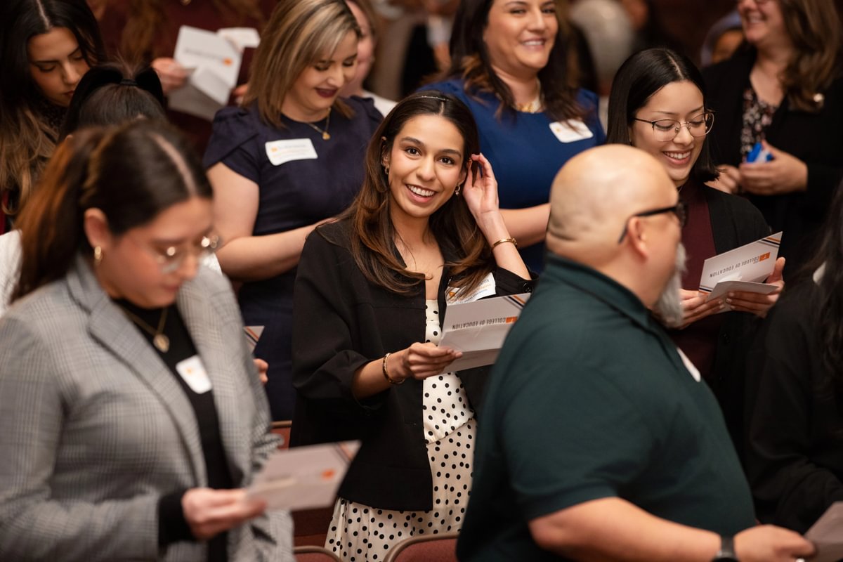 UTEP's tweet photo. Dozens of students excitedly ripped open envelopes yesterday, revealing where they would spend their teacher residencies this coming year. Through the College of Education's Miner Teacher Residency program, students are paired with a mentor at a local school for a full year of intensive hands-on learning to become high-quality teachers. 

Learn more: https://t.co/yRJo59HM66