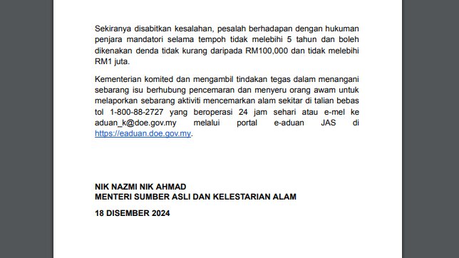 Aidila Razak (@aidilarazak) on Twitter photo Mining near Kg Kelaik shut down after <a href="/KiniNewsLab/">Kini News Lab</a> <a href="/malaysiakini/">malaysiakini.com</a> expose.
Aqua Orion started mining in 2015, with a proper lease. Now DOE finds it doesn't have the necessary approvals.
The DOE wants the K'tan Minerals & Geosciences Dept to halt the license renewal pending EIA. Mining near Kg Kelaik shut down after <a href="/KiniNewsLab/">Kini News Lab</a> <a href="/malaysiakini/">malaysiakini.com</a> expose.
Aqua Orion started mining in 2015, with a proper lease. Now DOE finds it doesn't have the necessary approvals.
The DOE wants the K'tan Minerals & Geosciences Dept to halt the license renewal pending EIA.