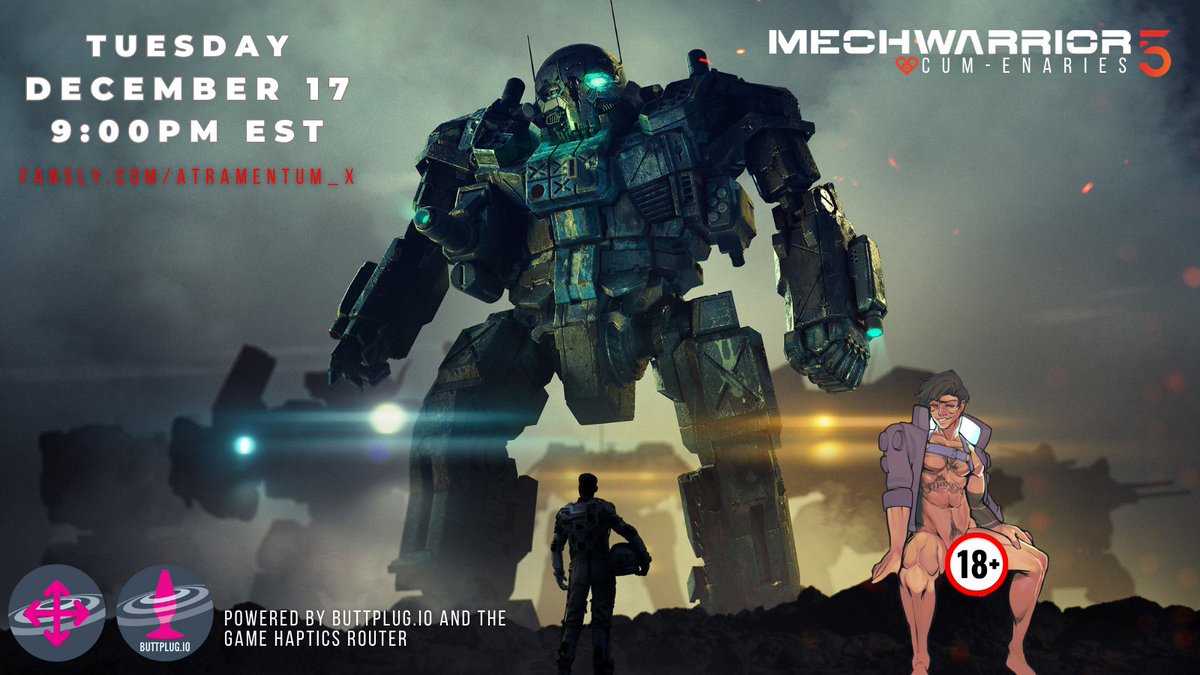 AtramentumX's tweet photo. LIVE ON FUNSLY 💙
We're getting into the COCKpit and trying out connecting my toy to a huge mecha in Mechwarrior 5 via #buttplugio
link in bio
#inkysuss https://t.co/Buxgej6PcJ