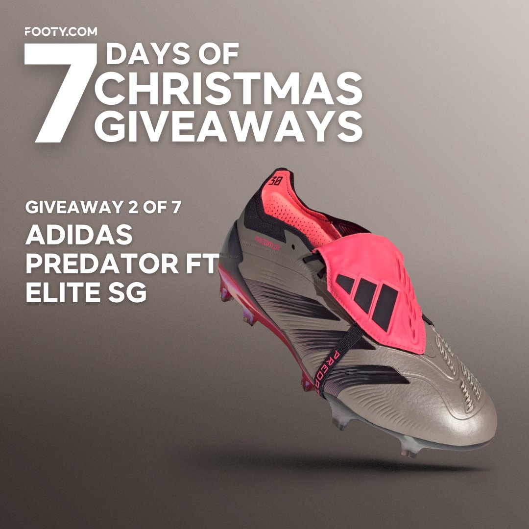 🎄 7 DAYS OF XMAS GIVEAWAYS 🎄

Giveaway 2⃣ of 7️⃣ is a pair of adidas Predator FT Elite SG from <a href="/lovellsoccer/">Lovell Soccer</a> ⚽️ Here's how to enter:

❤️ Like &amp; retweet this post.
👥 Follow <a href="/footydotcom/">FOOTY.COM</a>.
💬 Comment your UK shoe size.

This giveaway is in no way endorsed by or affiliated with X.