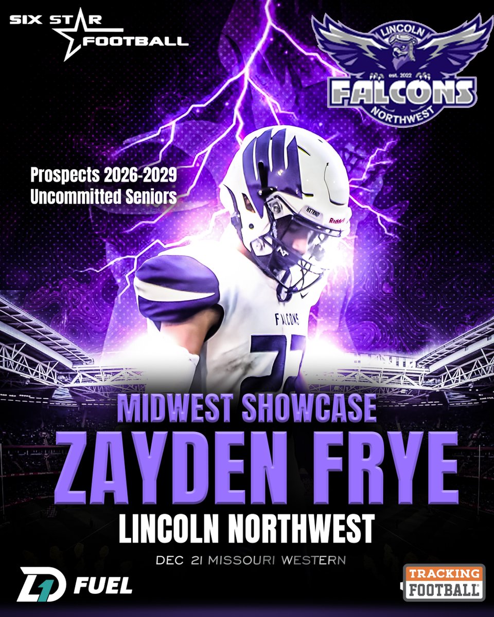 Six Star Football | PLUS+ (@sixstarfootball) on Twitter photo MIDWEST SHOWCASE PREVIEW | Zayden Frye
5’10 | WR | 2026 | Lincoln Northwest (NE) | <a href="/zaydenfrye22/">Zayden Frye</a>
☑️Excited to announce rising prospect Zayden Frye will be attending the Midwest Showcase!
📆Dec 21
📍Missouri Western
REGISTER/INFO ➡️sixstarfootball.com/six-star-footb… MIDWEST SHOWCASE PREVIEW | Zayden Frye
5’10 | WR | 2026 | Lincoln Northwest (NE) | <a href="/zaydenfrye22/">Zayden Frye</a>
☑️Excited to announce rising prospect Zayden Frye will be attending the Midwest Showcase!
📆Dec 21
📍Missouri Western
REGISTER/INFO ➡️sixstarfootball.com/six-star-footb…