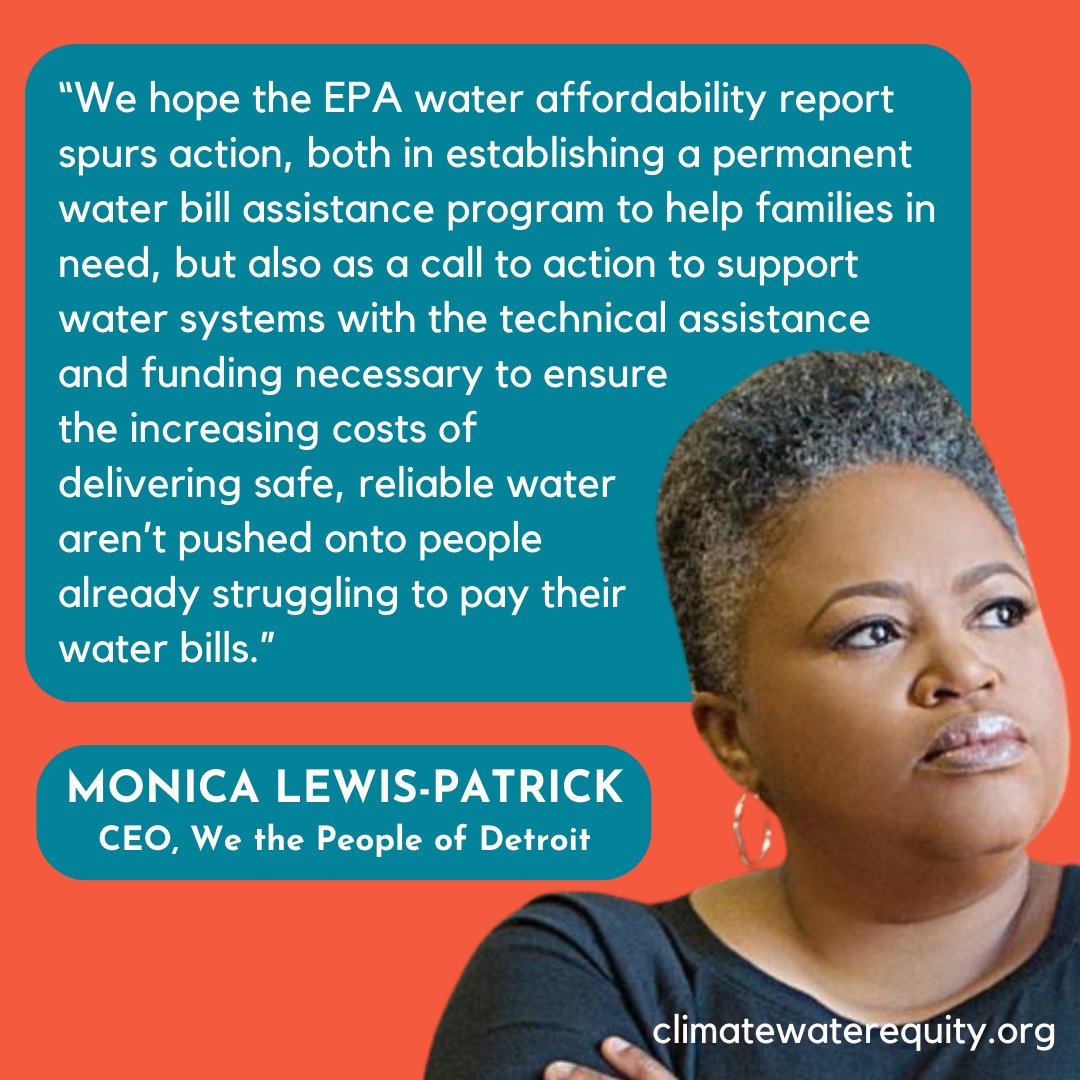 💰Let’s close the water affordability gap: per a new EPA report, the U.S. needs to invest $8.8 billion a year for families to have permanent relief from high water costs. We can solve the water crisis together!

🔗 Learn more from the #WECRCaucus: climatewaterequity.org/epa-needs-asse…