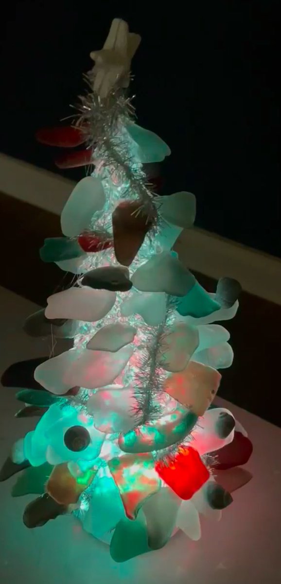 MairMeleri's tweet photo. Some great results from an adult art class last week. Seaglass from Shetland and the shores of Fife used to create these effective Christmas trees🤩🤩 https://t.co/sWmrLI1UoO