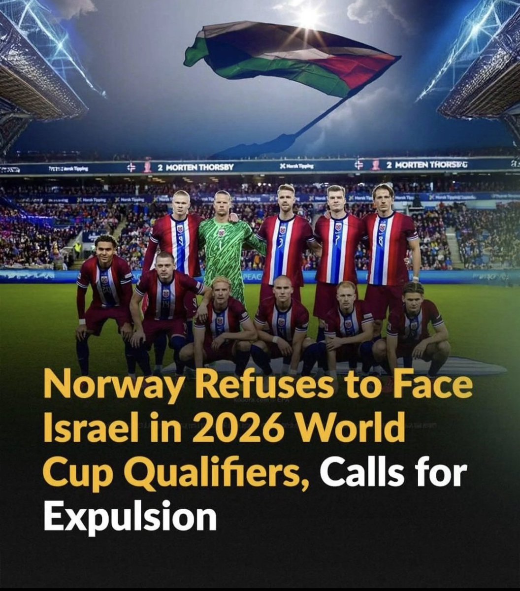 akibaforever's tweet photo. ノルウェー、2026年ワールドカップ予選でイスラエルとの対戦を拒否、追放要求
当然でしょう!! https://t.co/bpdvOC9uPN