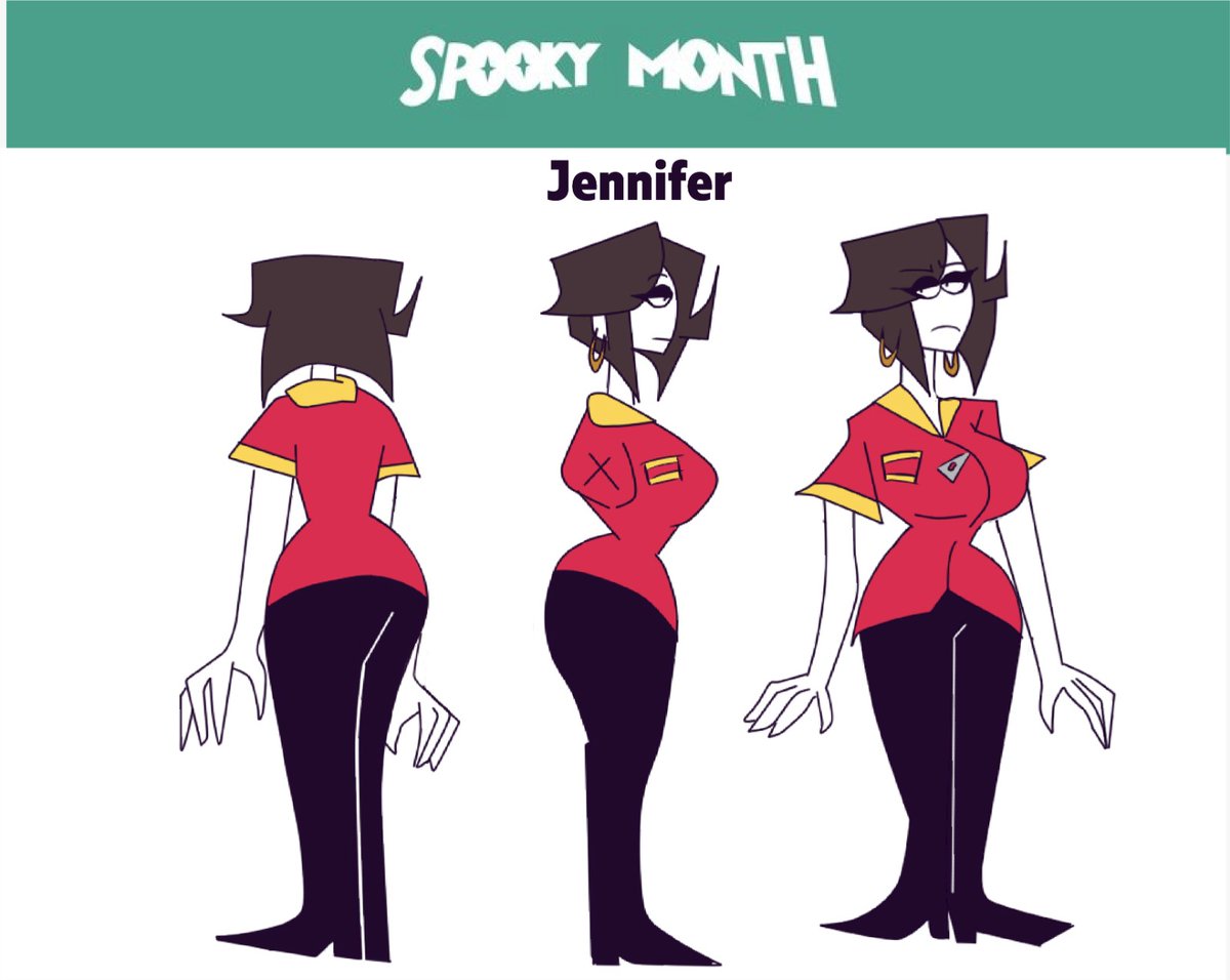 decrevzz's tweet photo. entonces decidí hacer un AU de Jennifer jetona trabajadora del oxxo 🚬 #spookymonth #spookymonthoc #JenniferEvermore https://t.co/i5xqmH7sHr