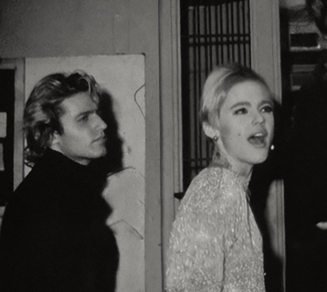 TheEdieSedgwick's tweet photo. Edie Sedgwick sits with Gerard Malanga waiting to dance on stage with The Velvet Underground and Nico on Feb 8, 1966, at the Film-Makers Cinematheque in New York City. This multi-media performance combined music and film was called 𝘈𝘯𝘥𝘺 𝘞𝘢𝘳𝘩𝘰𝘭’𝘴 𝘜𝘱-𝘛𝘪𝘨𝘩𝘵. https://t.co/Gs9CNkjFgD