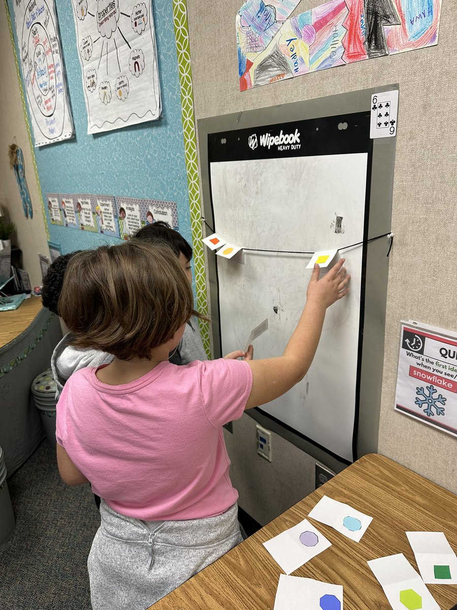 Activating prior knowledge to begin our geometry unit ~ How would you order the shapes? #ThinkingTask #MinshewColts