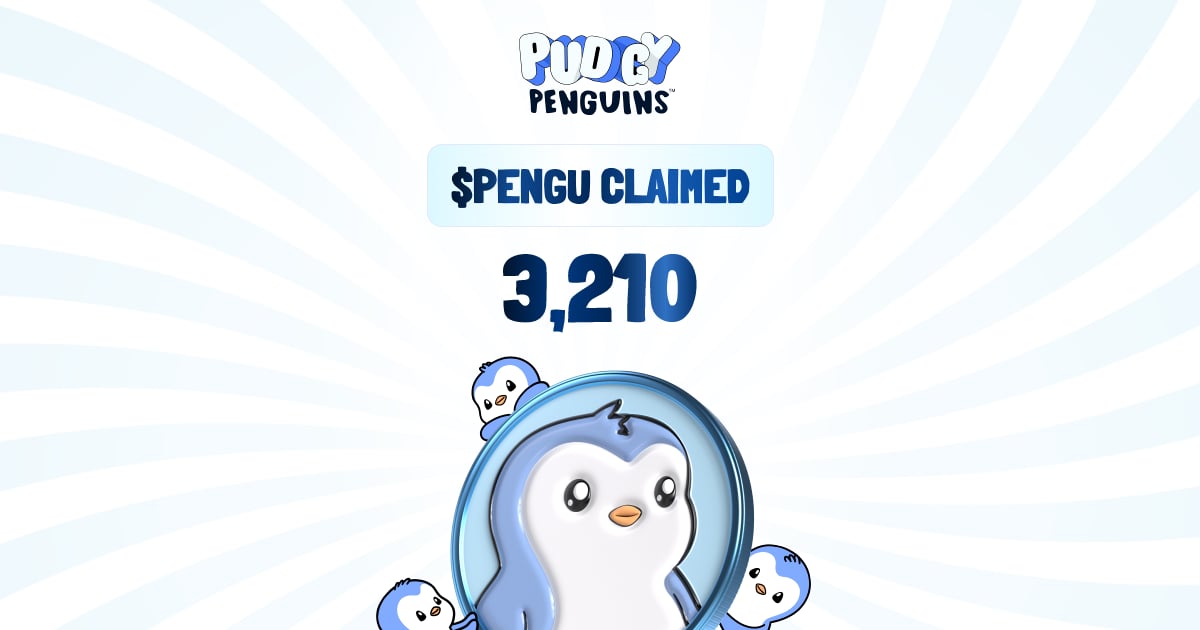3,210 $PENGU claimed! 🐧💰 The Pudgy Penguins are waddling into my wallet, and I'm ready to ride this frosty wave to the moon! 🚀❄️ #PudgyPenguins #PenguPower #Web3 #giveamway
Follow and repost comment to recieve alsome Pengu share your Sol Wallet below ....👍🏻 🙂