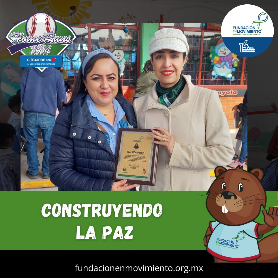 🌟El Jardín de Niños Robert Owen en Tizayuca, Hidalgo, concluyó su #certificación Construyendo la Paz, donada por <a href="/fomento_social/">Fomento Social Banamex, A.C.</a> 

¡258 estudiantes, 14 docentes y 193 padres de familia han sido beneficiados! 👏🎓

#LogrosCompartidos #HomeRuns2024 #UnBatazoDeUnidad