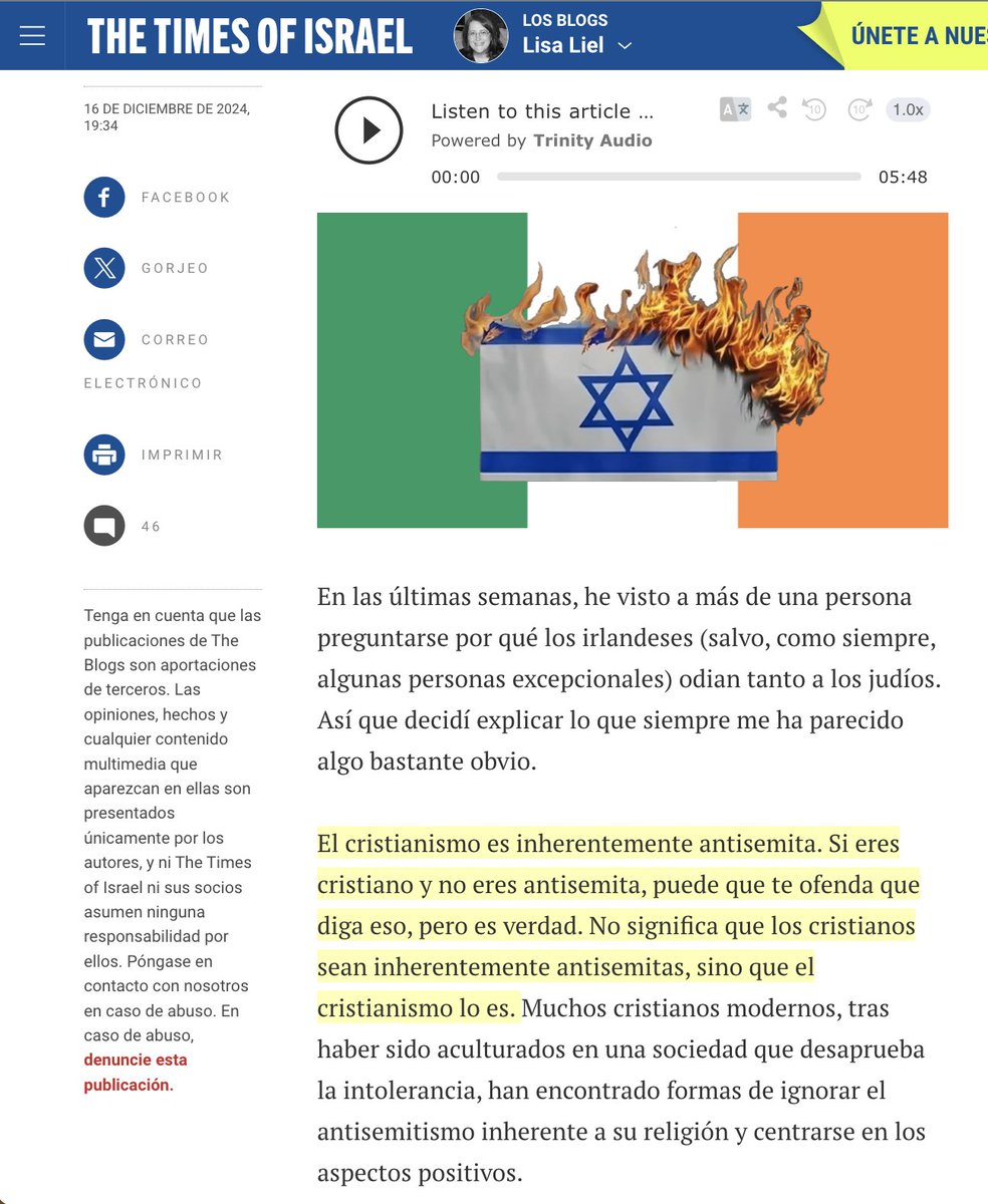 EniorJimenez's tweet image. Mire que joya me encuentro en el periódico israelí, The Times of Israel:

– "El Cristianismo es inherentemente antisemita .... no significa que los Cristianos sean inherentemente antisemitas, sino que el Cristianismo lo es". 

Se burlan de Cristo.
Insultan a Su madre María.…