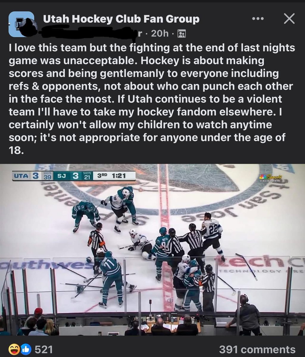 Found in a Utah Hockey fan group ☠️ 

Might want to stick to watching Basketball