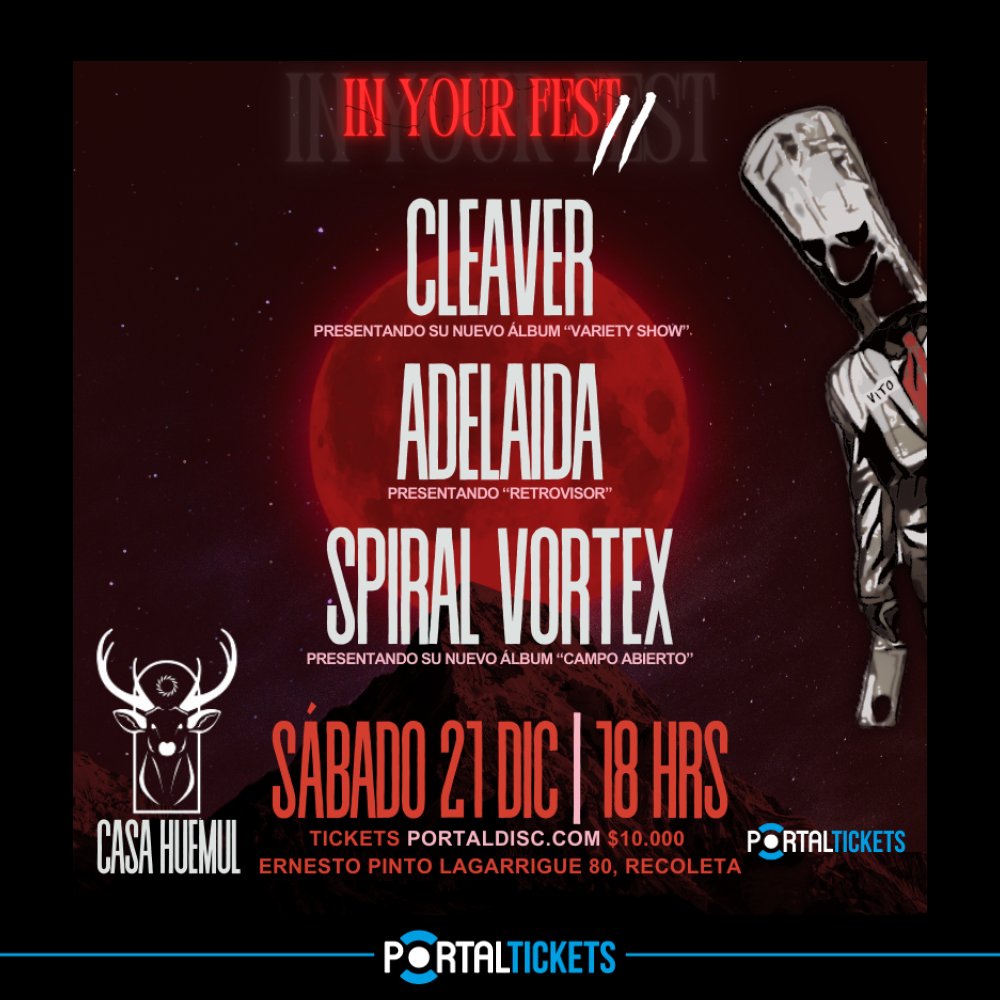 chileanhorsemen's tweet image. #ScanningTheScene🇨🇱
También este sábado los amigos de @CleaverRockBand estarán presentando su reciente disco Variety Show junto a Spiral Vortex y Adelaida. La cita es en Barrio Bellavista y las entradas las consigues vía PortalTickets

😉💥
#TheChileanHorsemen
#LocalChapter78