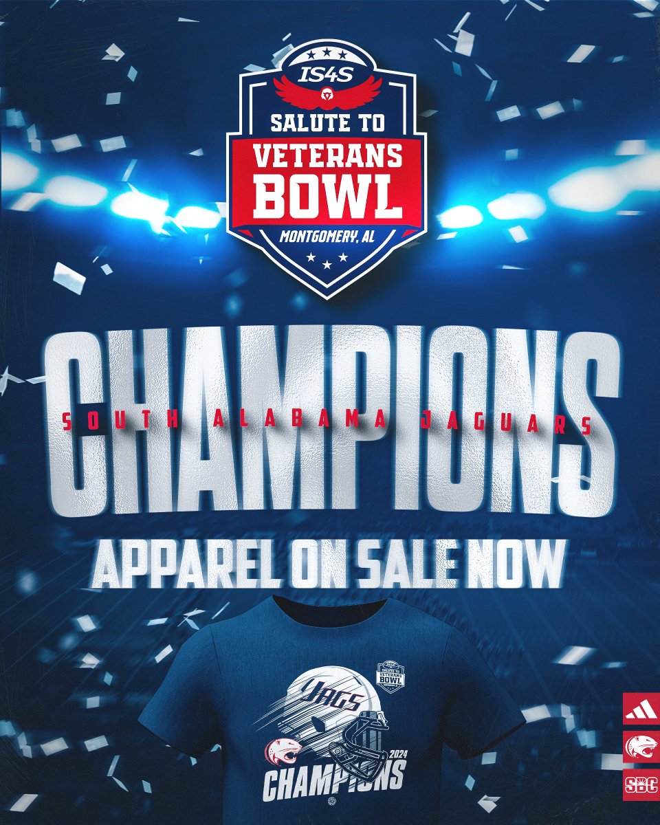 South Alabama Football ๐ (@southalabamafb) on Twitter photo Need any gift ideas for the holidays? Get your <a href="/Salute2VetsBowl/">IS4S Salute to Veterans Bowl</a> Championship gear nowโผ๏ธ
๐ veteransbowl.shop Need any gift ideas for the holidays? Get your <a href="/Salute2VetsBowl/">IS4S Salute to Veterans Bowl</a> Championship gear nowโผ๏ธ
๐ veteransbowl.shop